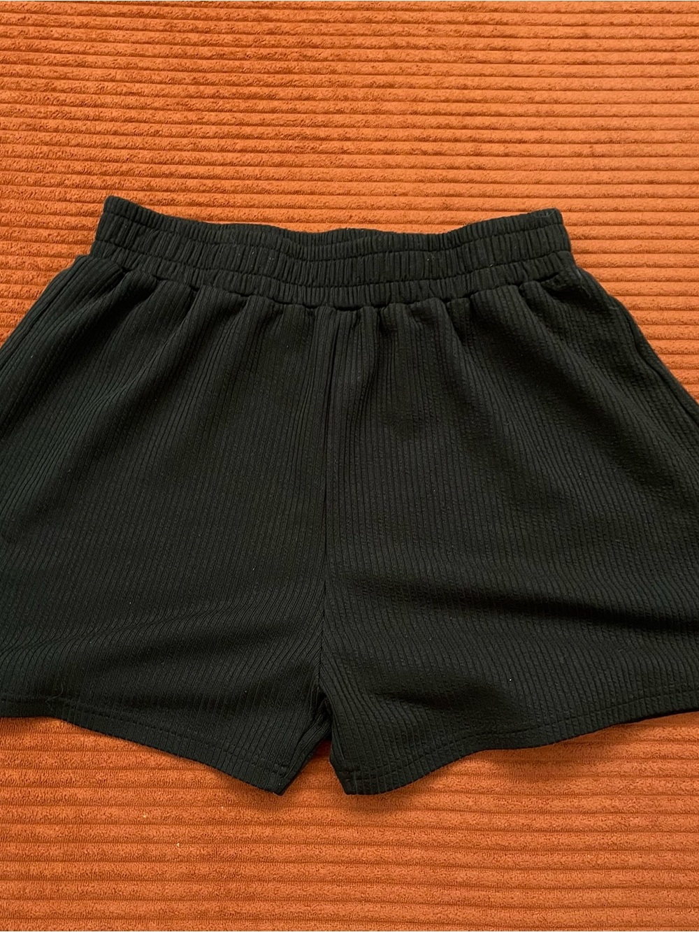 Black Ribbed Women's Lounge Shorts